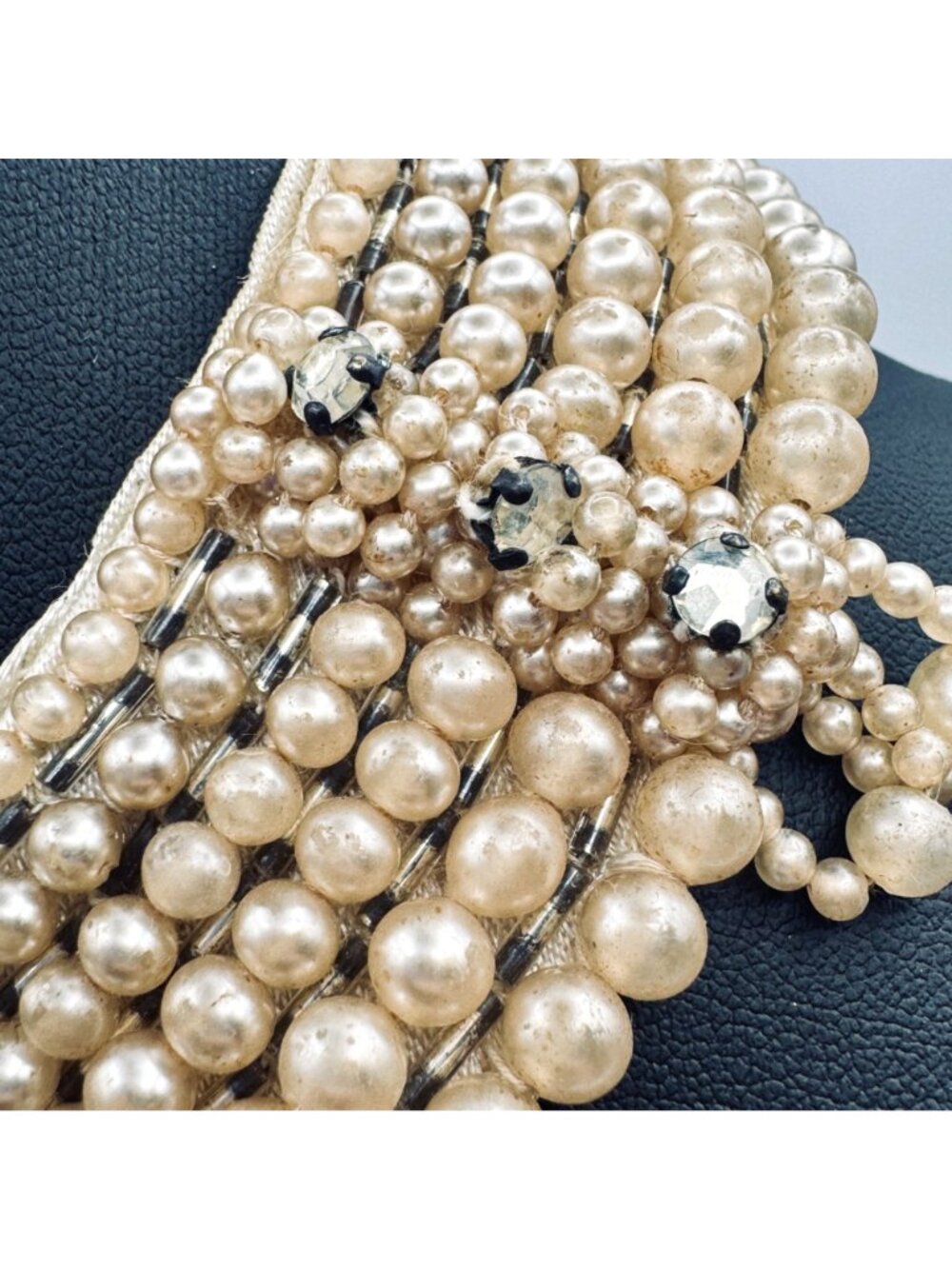 Vintage Faux Pearl Rhinestone Collar Handmade Top Hit Baar & Beards Mid-Century - Picture 5 of 10